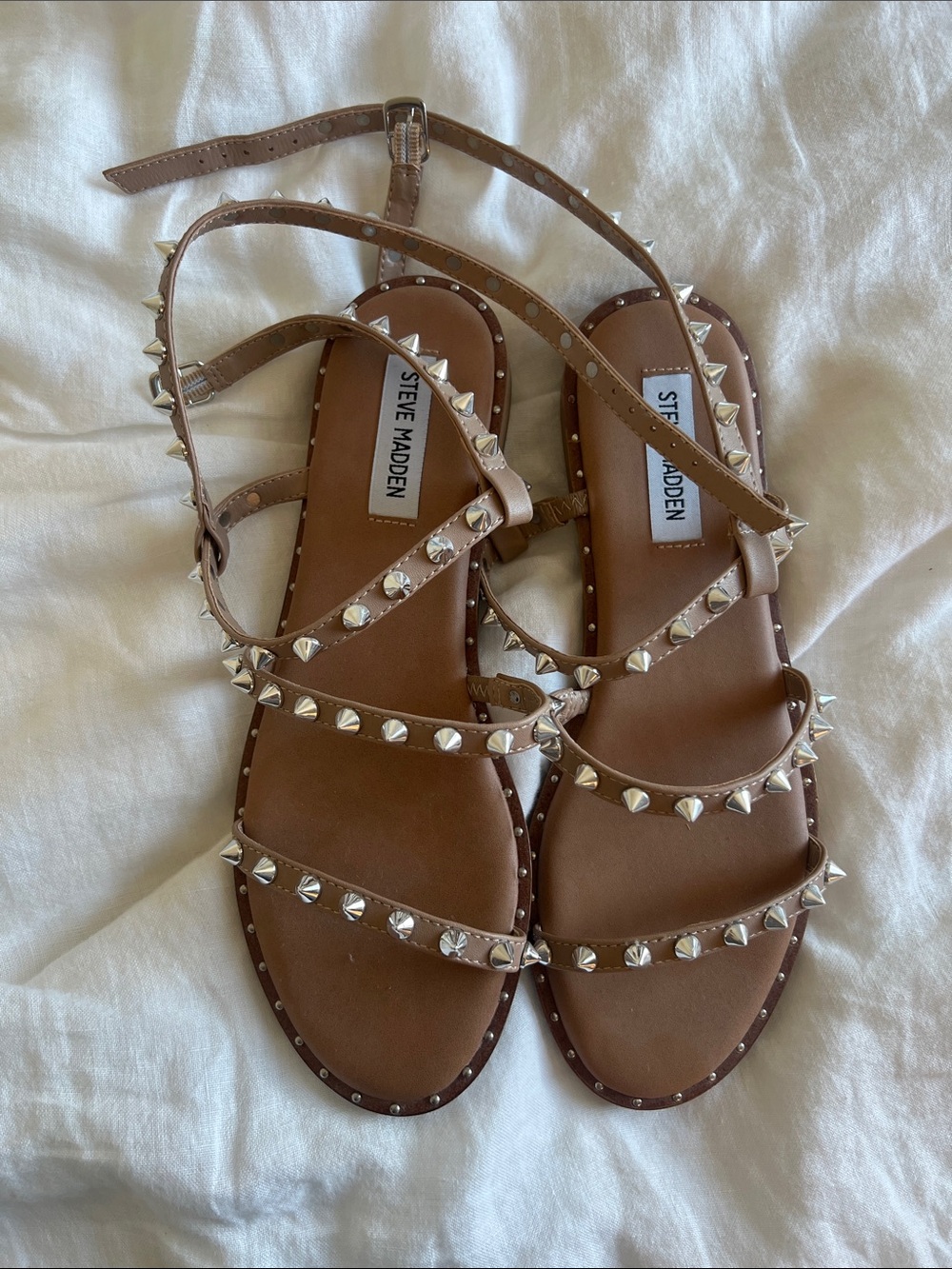 Steve Madden Brown Leather Studded Strappy Sandals- BRAND NEW NEVER WORN
